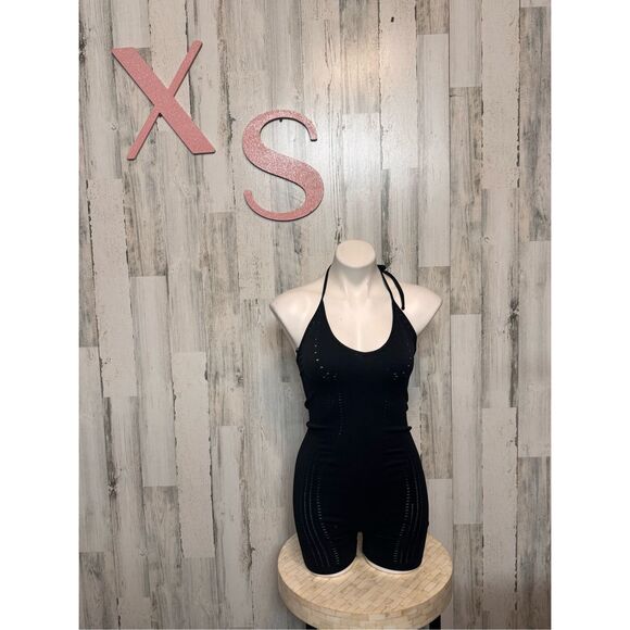 Zara Limitless Contour Black Halter Romper XS-S - Picture 1 of 10